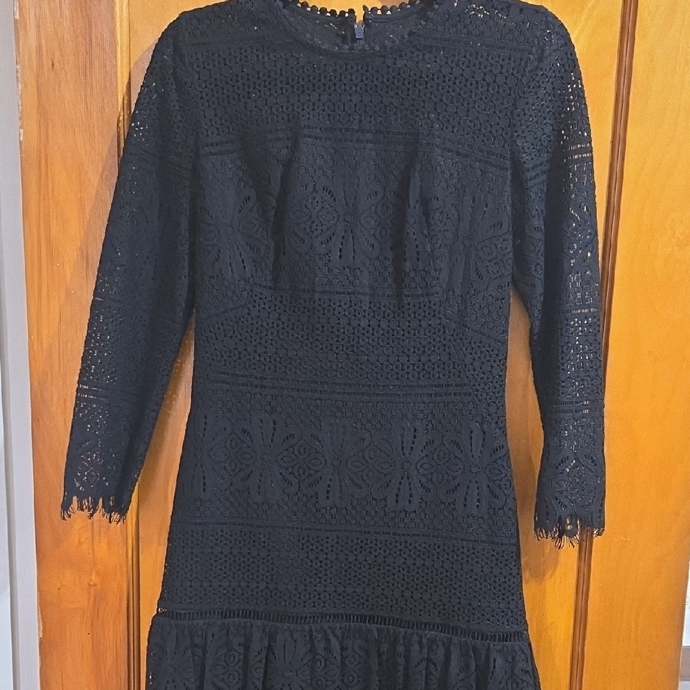 #194 Whistles Black Long Sleeve Lace Dress
